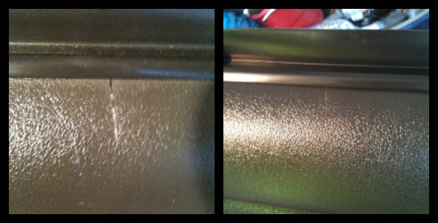Cracked passenger door before/after.