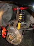 Pictured: UMI upper a arm, koni shocks and Suspension Techniques MASSIVE 35mm front sway bar. Stock calipers with Hawk HPS pads. Installing the...