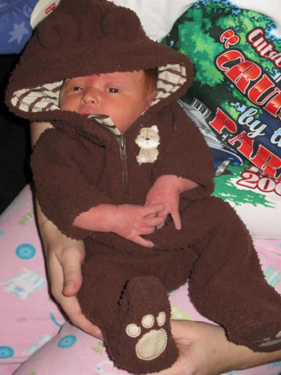 in his bear outfit!
